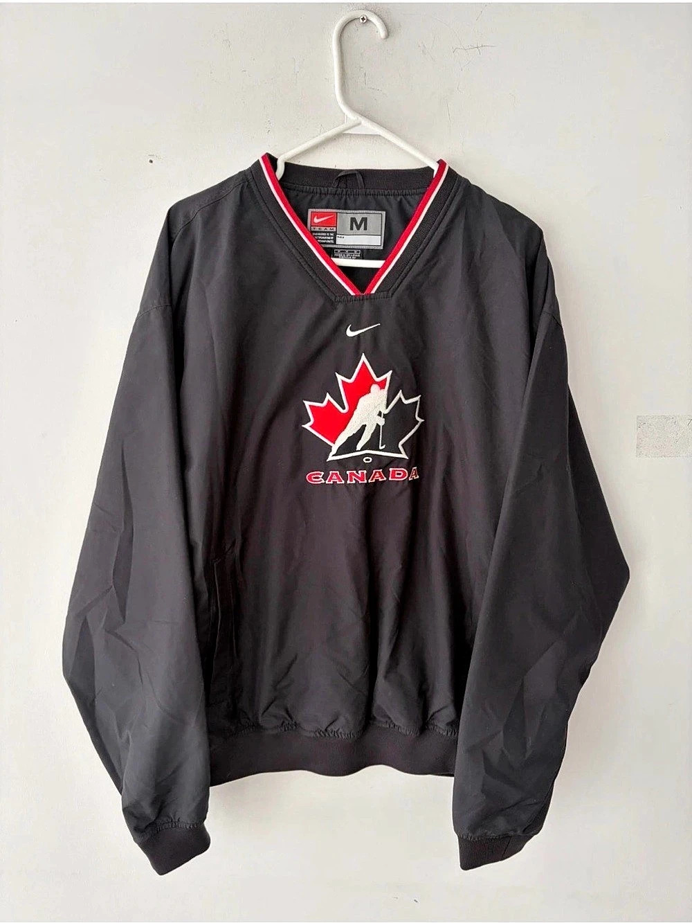 Vintage Nike Team Canada Hockey Center Swoosh Pullover Windbreaker Jacket Size M